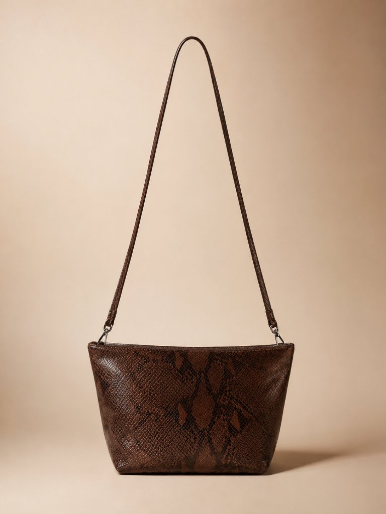 Walter Baker Callie Genuine Leather Pouch Purse In Truffle Snake New Nwt